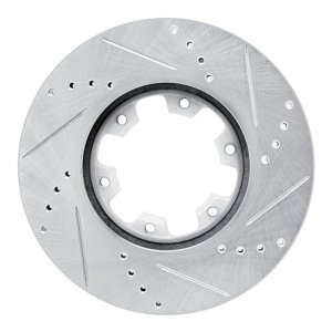 Nissan NV350 UrVan Brake Rotor (1) - Front Left - R1 Concepts - Drilled & Slotted - Silver - `02-`24